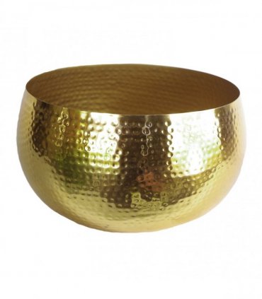 Leaf Large Metal Planter Bowl 32 x 20cm Hammered Gold Colour - Straight Edge