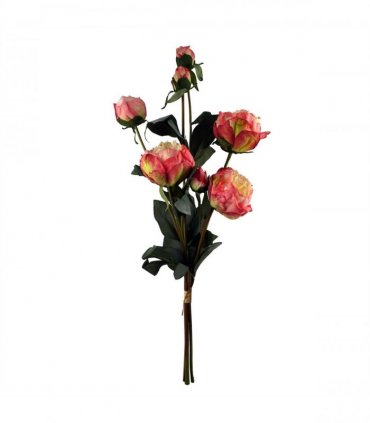 6 x 55cm Pink Peony Artificial Flower Stems - 24 flowers 18 buds