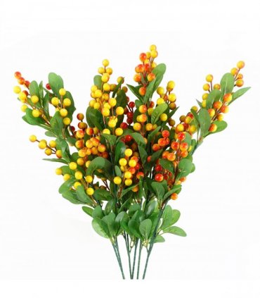 Artificial Orange Berry Spray 70cm Pack of 6 x Orange berry stem Plastic