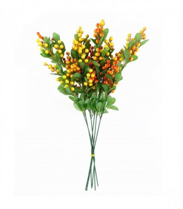 Artificial Orange Berry Spray 70cm Pack of 6 x Orange berry stem Plastic