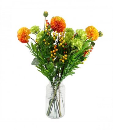 Artificial Orange Berry Spray 70cm Pack of 6 x Orange berry stem Plastic