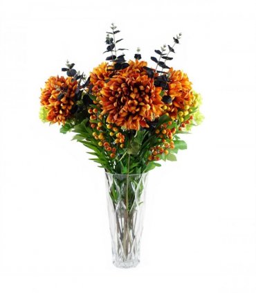 Artificial Orange Berry Spray 70cm Pack of 6 x Orange berry stem Plastic