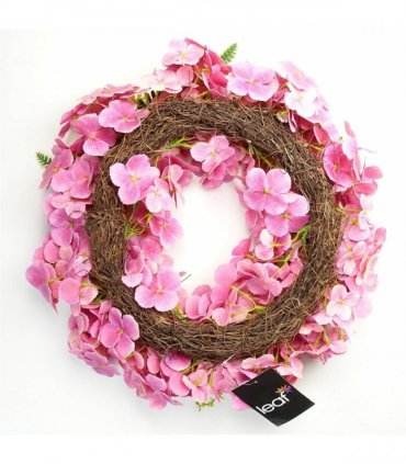 40cm Artificial Pink Floral Blossom Wreath