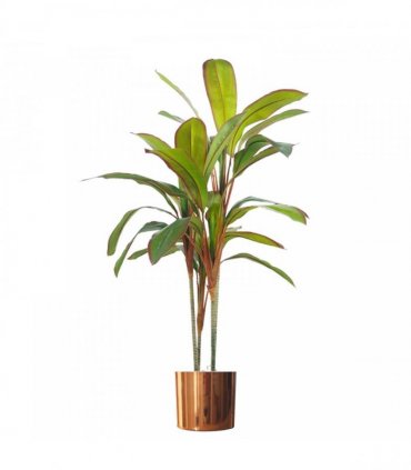 Artificial Dracaena Tropical Plant 100cm Green Copper Metal Planter Included