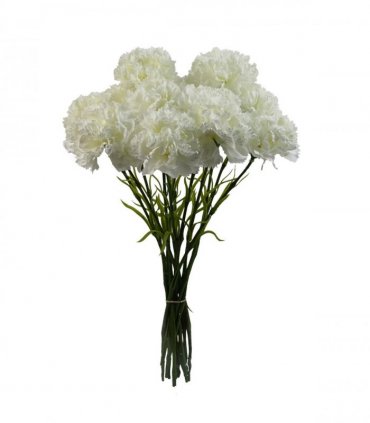 12 x White Carnation Artificial Flowers