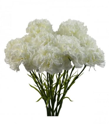 12 x White Carnation Artificial Flowers