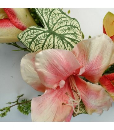 60cm Artificial Pink Lily Flower Wreath