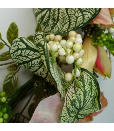 60cm Artificial Pink Lily Flower Wreath