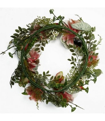 60cm Artificial Pink Lily Flower Wreath