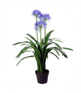 Artificial Agapanthus 90cm Blue Flower Silk Plant with Pot - Premium Quality