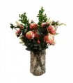 Artificial Flower Arrangement Glass Vase Pink Peony 70cm Home Decor Display