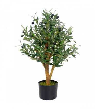 65cm Leaf Design UK Realistic Artificial Olive Tree in Black Plastic Pot