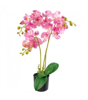 Large Artificial Orchids Display with XL Metal Bowl Planter 70x70cm
