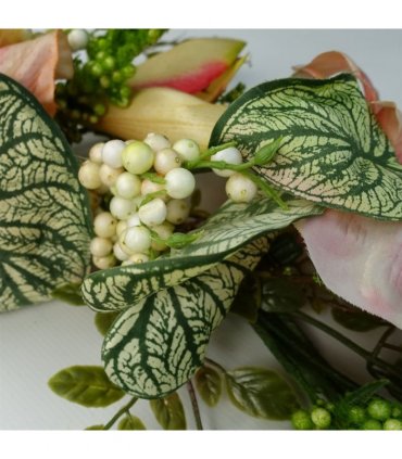 60cm Artificial Pink Lily Wreath