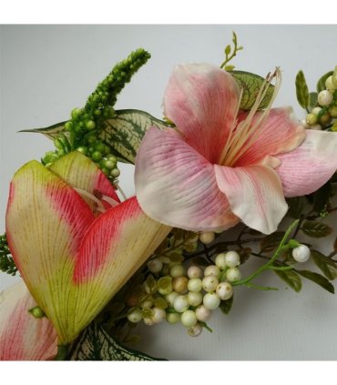60cm Artificial Pink Lily Wreath