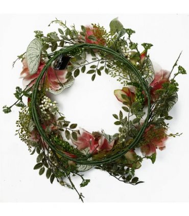 60cm Artificial Pink Lily Wreath