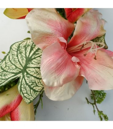 60cm Artificial Pink Lily Wreath