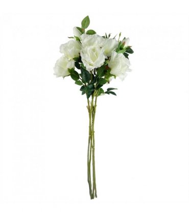 Pack of 6 x 80cm Artificial White Rose Stem - 18 flowers