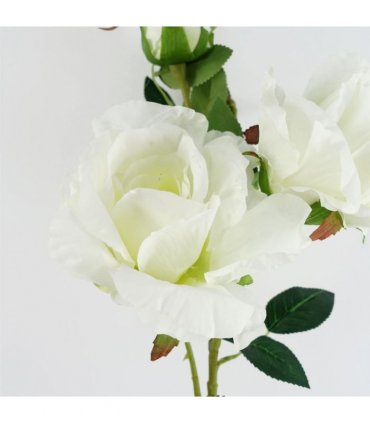 Pack of 6 x 80cm Artificial White Rose Stem - 18 flowers