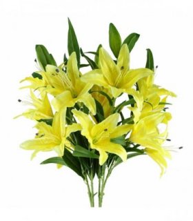 Artificial Flower Stems Yellow Silk 100cm Pack of 6 x 100cm Large Yellow Lily