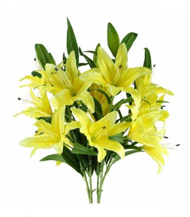 Artificial Flower Stems Yellow Silk 100cm Pack of 6 x 100cm Large Yellow Lily