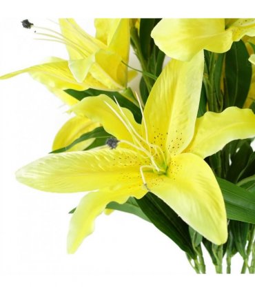 Artificial Flower Stems Yellow Silk 100cm Pack of 6 x 100cm Large Yellow Lily