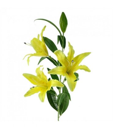 Artificial Flower Stems Yellow Silk 100cm Pack of 6 x 100cm Large Yellow Lily