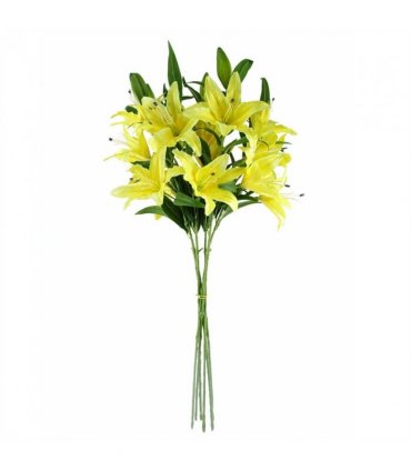 Artificial Flower Stems Yellow Silk 100cm Pack of 6 x 100cm Large Yellow Lily