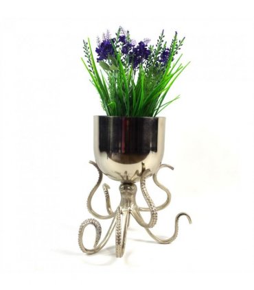 28cm Silver Metal Octopus Bowl Style Planter