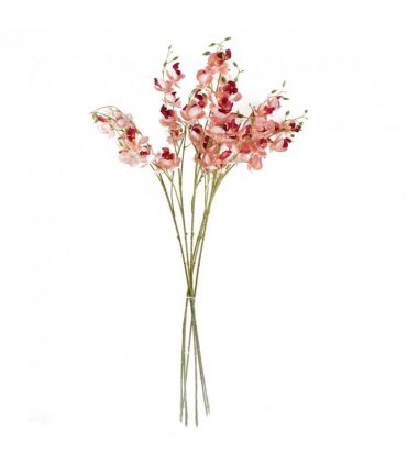 Pack of 6 x 80cm Pink Artificial Mini Orchid Stem