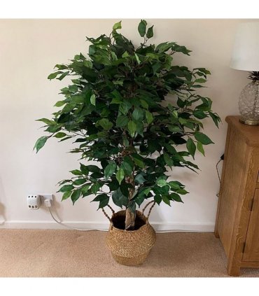 90cm Artificial Ficus Tree / Plant -Copper Metal Planter
