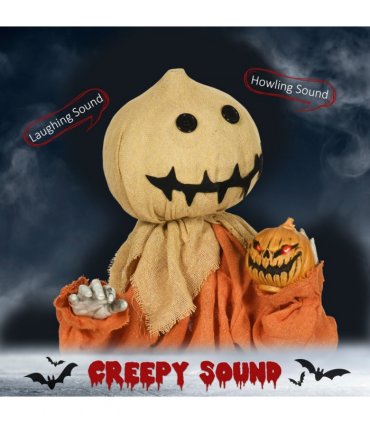 HOMCOM 80cm Outdoor Halloween Witch Prop Decoration with Light Up Eyes