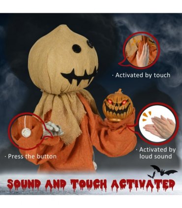 HOMCOM 80cm Outdoor Halloween Witch Prop Decoration with Light Up Eyes