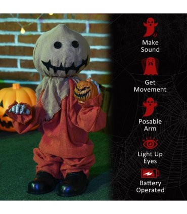 HOMCOM 80cm Outdoor Halloween Witch Prop Decoration with Light Up Eyes