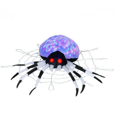 HOMCOM 5FT Long Halloween Inflatable Spider Blow-Up Outdoor LED Garden Display