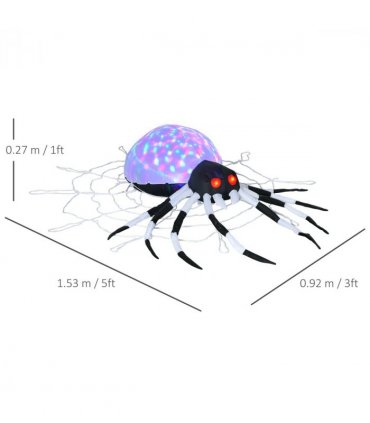 HOMCOM 5FT Long Halloween Inflatable Spider Blow-Up Outdoor LED Garden Display