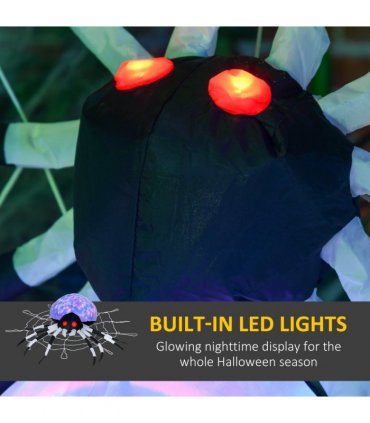 HOMCOM 5FT Long Halloween Inflatable Spider Blow-Up Outdoor LED Garden Display