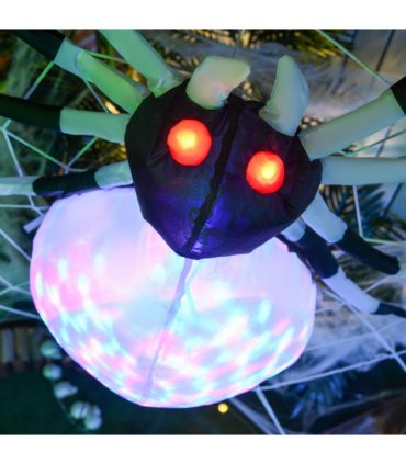 HOMCOM 5FT Long Halloween Inflatable Spider Blow-Up Outdoor LED Garden Display