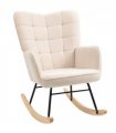HOMCOM Wingback Rocking Chair for Nursing w/ Steel Frame and Wooden Base Beige