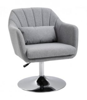 HOMCOM Stylish Retro Linen Swivel Tub Chair Steel Frame Cushion Seat Light Grey