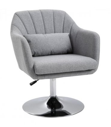 HOMCOM Stylish Retro Linen Swivel Tub Chair Steel Frame Cushion Seat Light Grey