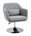 HOMCOM Stylish Retro Linen Swivel Tub Chair Steel Frame Cushion Seat Light Grey