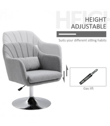 HOMCOM Stylish Retro Linen Swivel Tub Chair Steel Frame Cushion Seat Light Grey