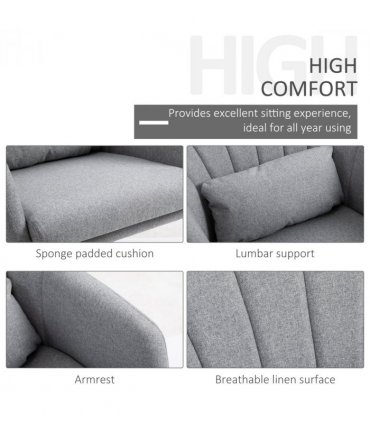 HOMCOM Stylish Retro Linen Swivel Tub Chair Steel Frame Cushion Seat Light Grey
