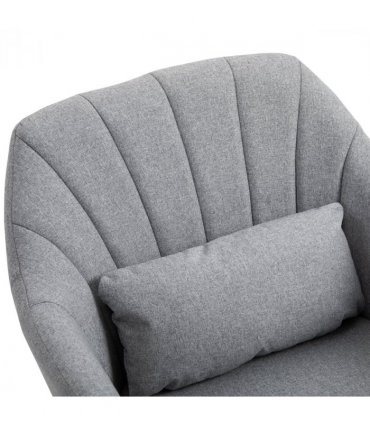 HOMCOM Stylish Retro Linen Swivel Tub Chair Steel Frame Cushion Seat Light Grey
