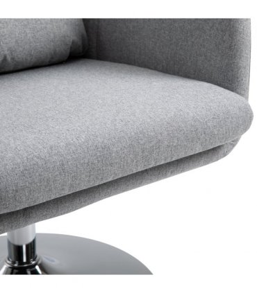 HOMCOM Stylish Retro Linen Swivel Tub Chair Steel Frame Cushion Seat Light Grey