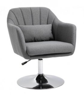 HOMCOM Stylish Retro Linen Swivel Tub Chair Steel Frame Cushion Seat Dark Grey