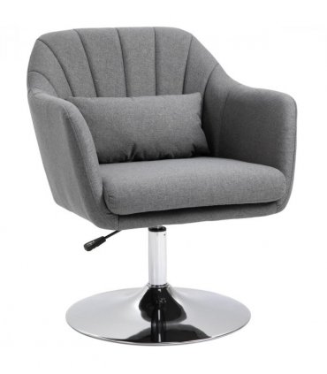 HOMCOM Stylish Retro Linen Swivel Tub Chair Steel Frame Cushion Seat Dark Grey