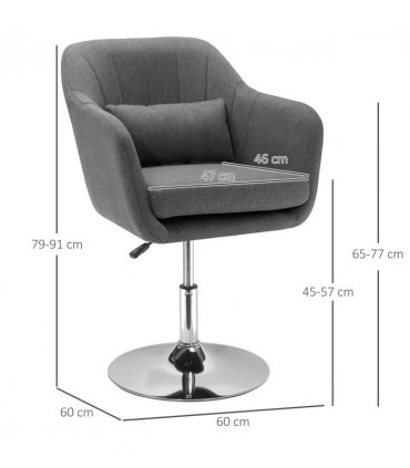 HOMCOM Stylish Retro Linen Swivel Tub Chair Steel Frame Cushion Seat Dark Grey