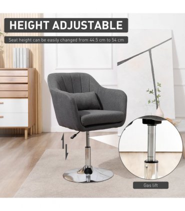 HOMCOM Stylish Retro Linen Swivel Tub Chair Steel Frame Cushion Seat Dark Grey